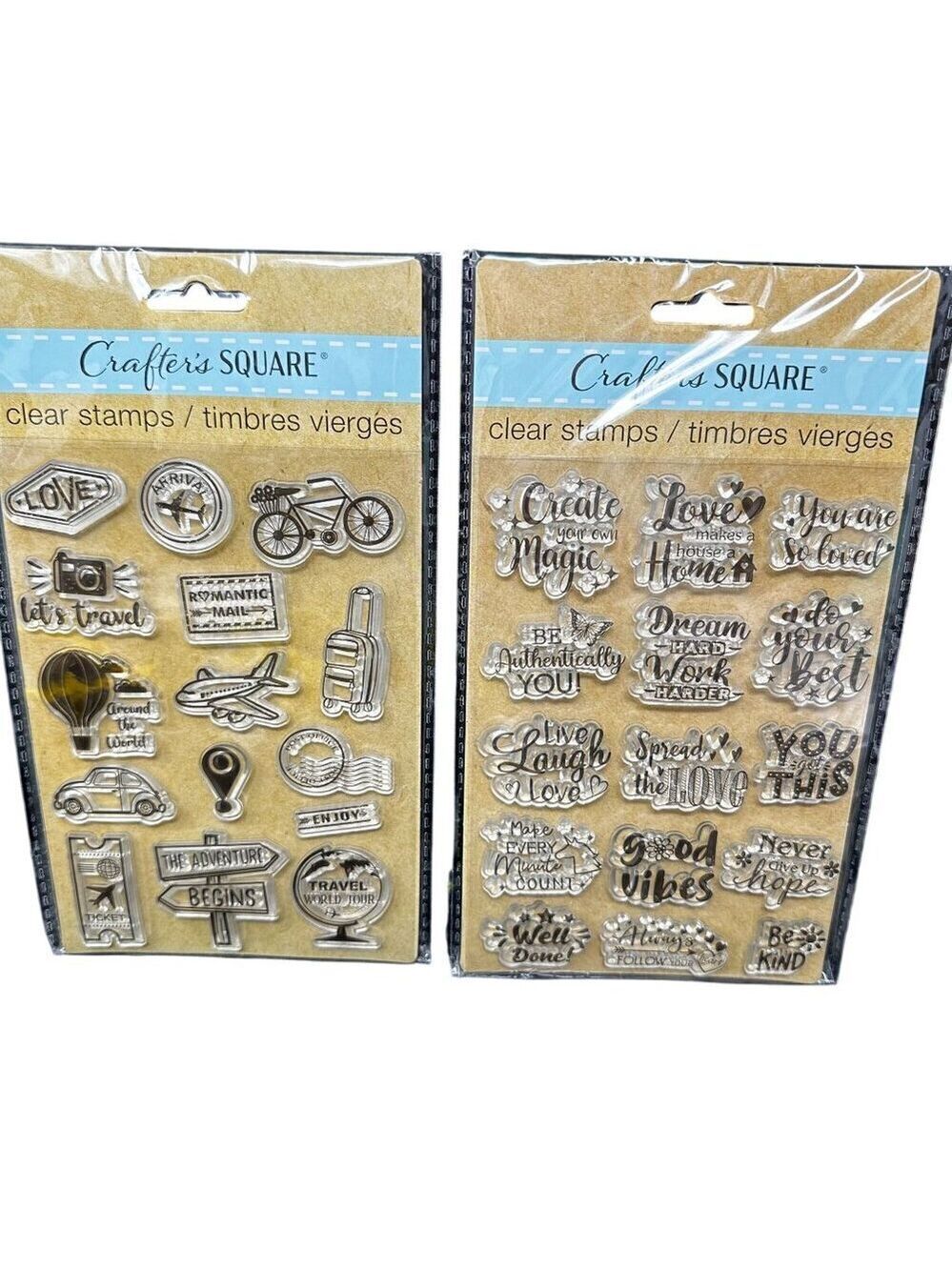 Crafters Square Clear Stamps Set Of 2 With Travel Inspirational Themes